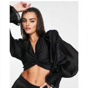 & Another Stories puff sleeves crop blouse